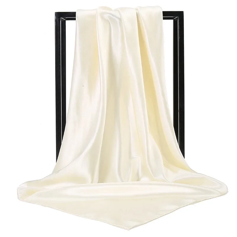 New Solid Color  Women 90 Simulation Silk Square Scarf Wholesale Fashion Net Color Scarf Casual Headscarf Women