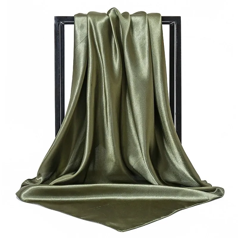 New Solid Color  Women 90 Simulation Silk Square Scarf Wholesale Fashion Net Color Scarf Casual Headscarf Women