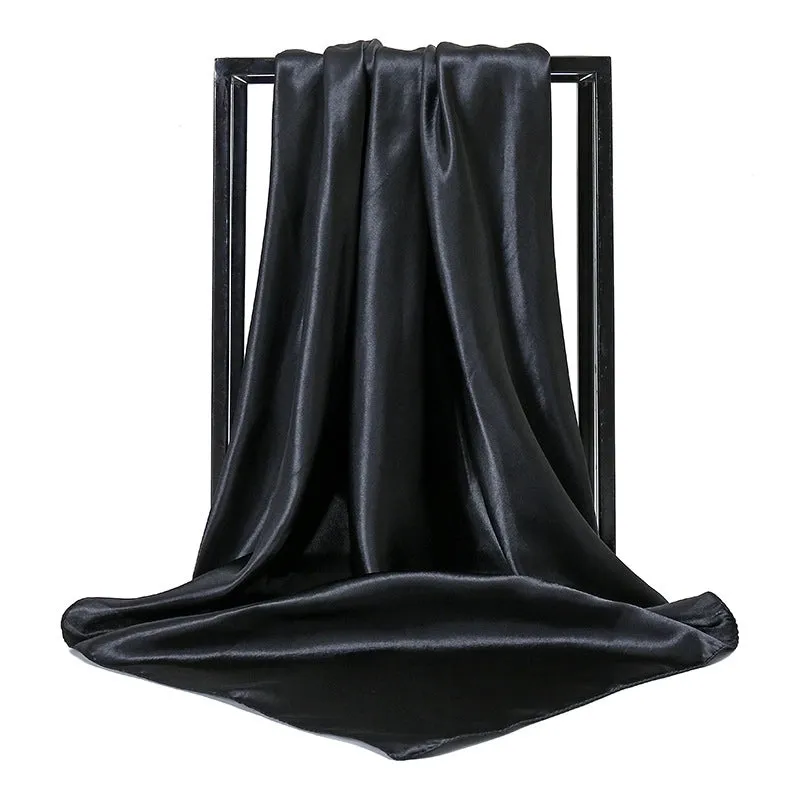 New Solid Color  Women 90 Simulation Silk Square Scarf Wholesale Fashion Net Color Scarf Casual Headscarf Women