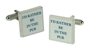 Novelty Cufflinks - I'd Rather Be At The Pub - CK601 - Onyx Art