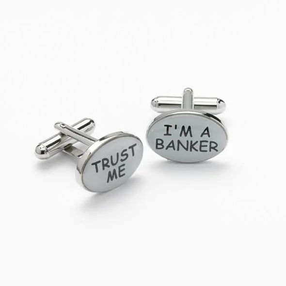 Novelty Cufflinks - Trust Me - I'm A Banker - CK134 - Onyx Art