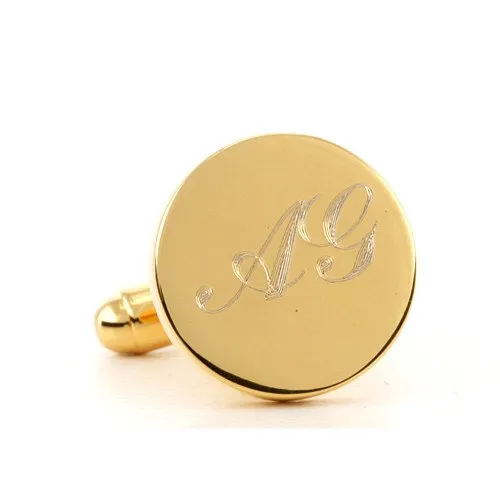 Personalised Gold Engraved Round Cufflinks