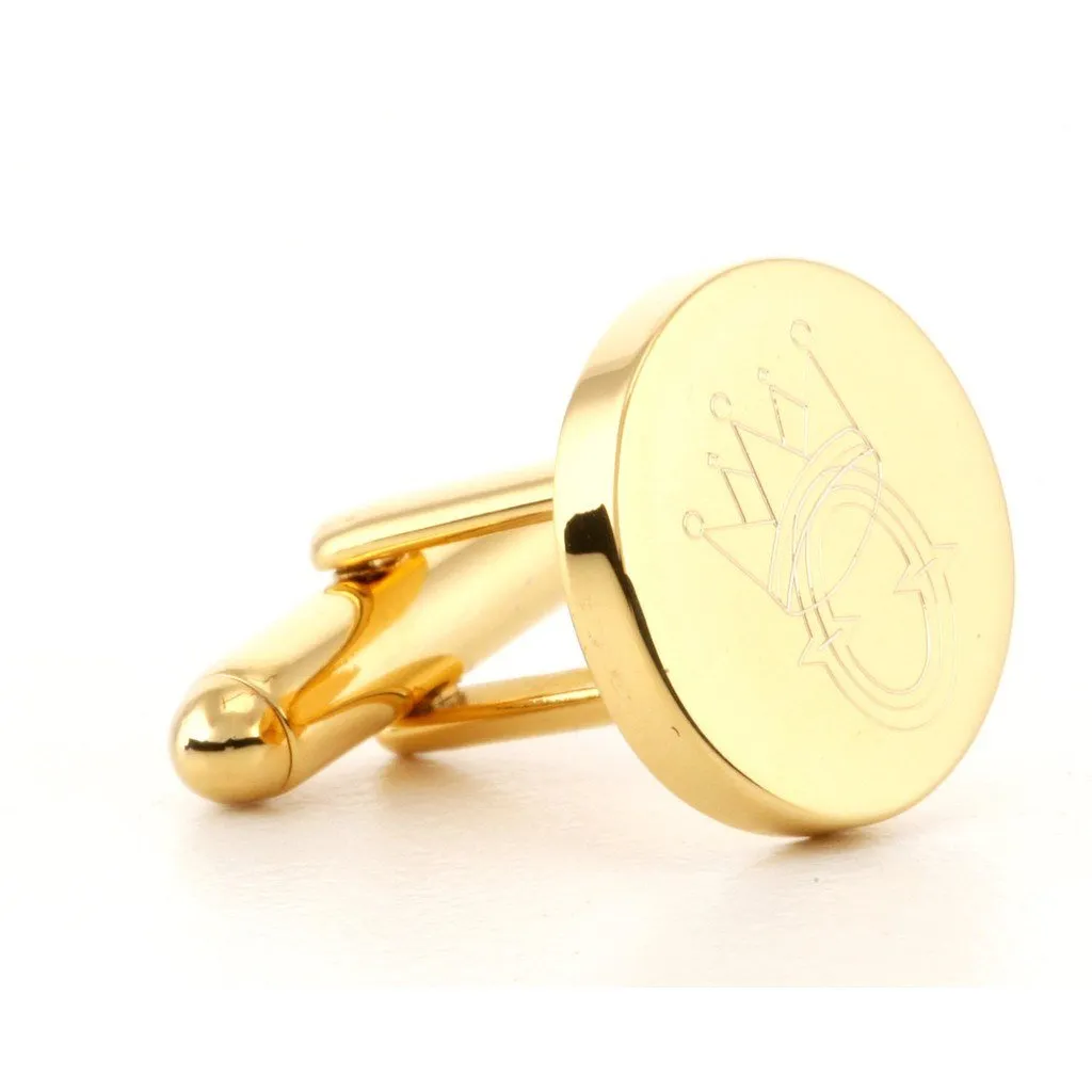 Personalised Gold Engraved Round Cufflinks