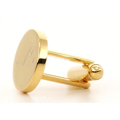Personalised Gold Engraved Round Cufflinks