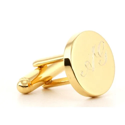 Personalised Gold Engraved Round Cufflinks