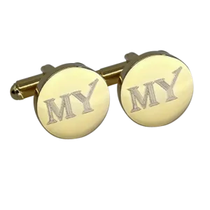 Personalised Gold Engraved Round Cufflinks