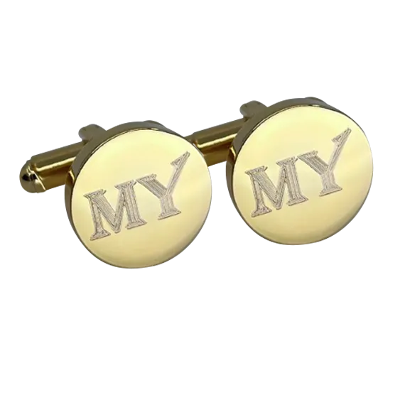 Personalised Gold Engraved Round Cufflinks