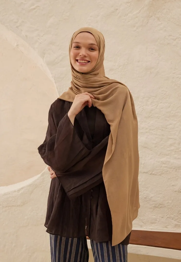 Plain Rami Viscose Scarf Camel