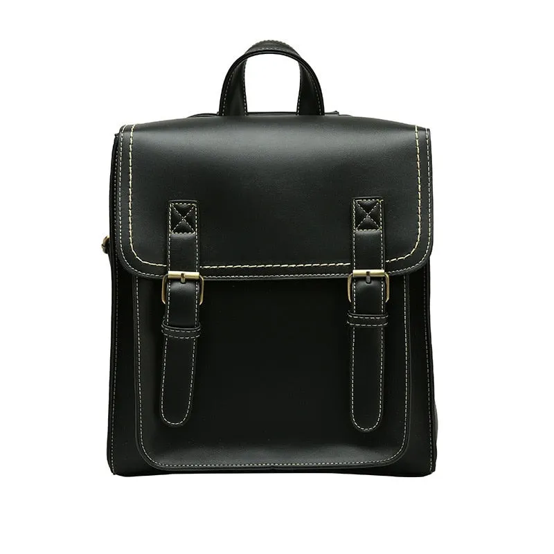 Preppie style women Backpack Pu Leather Shoulder Bag multi-function Women's Backpack Fashion School Bag for Girls Leisure Bag