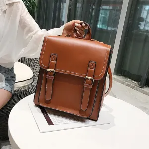 Preppie style women Backpack Pu Leather Shoulder Bag multi-function Women's Backpack Fashion School Bag for Girls Leisure Bag