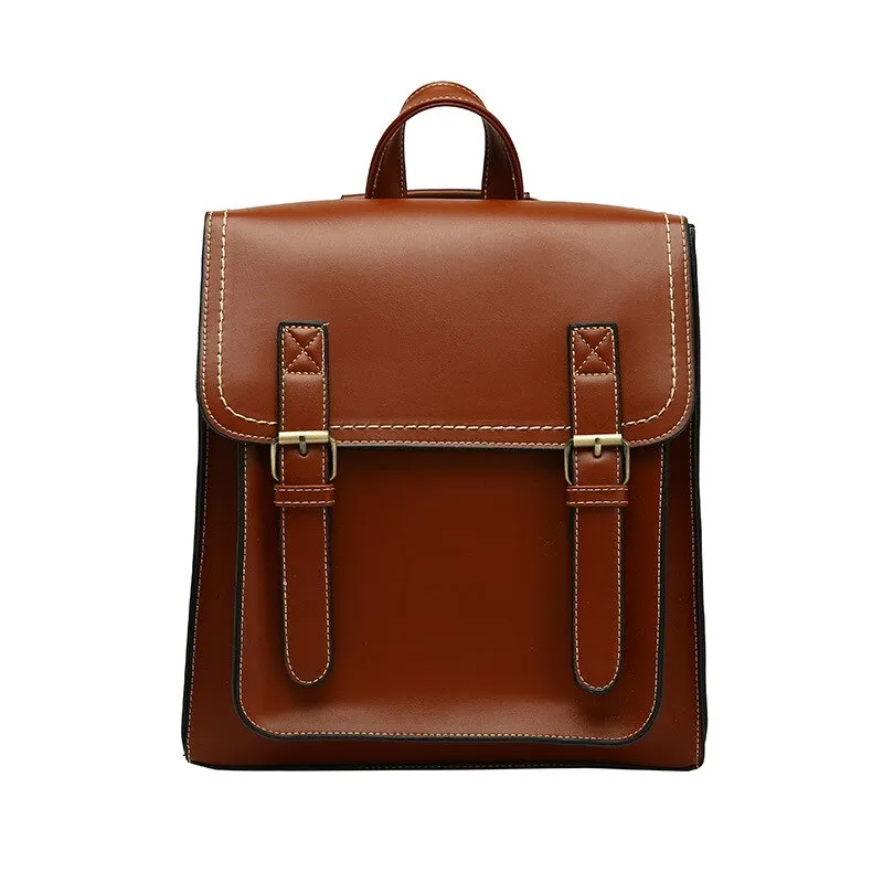 Preppie style women Backpack Pu Leather Shoulder Bag multi-function Women's Backpack Fashion School Bag for Girls Leisure Bag