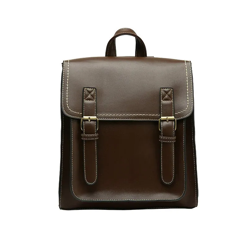Preppie style women Backpack Pu Leather Shoulder Bag multi-function Women's Backpack Fashion School Bag for Girls Leisure Bag