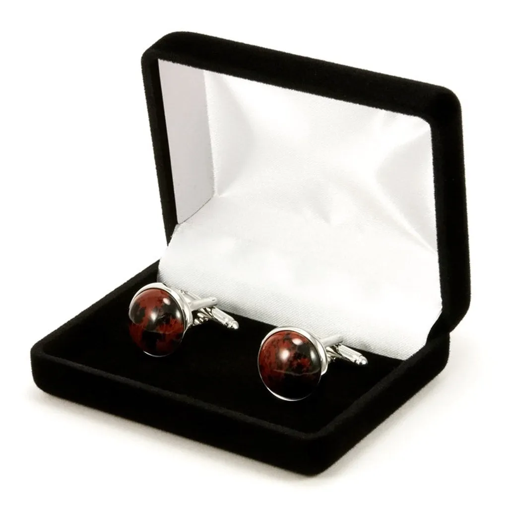 Red Obsidian Silver Cufflinks