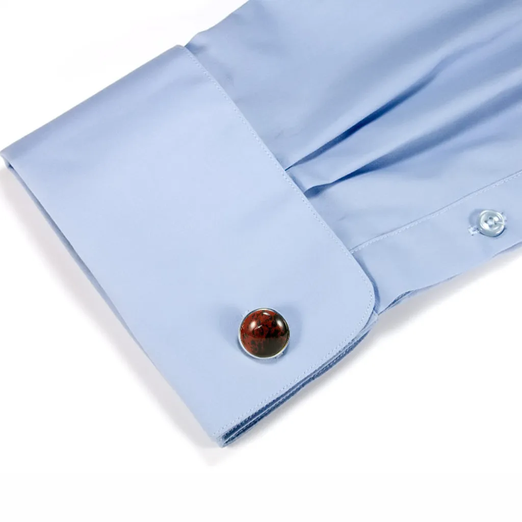 Red Obsidian Silver Cufflinks