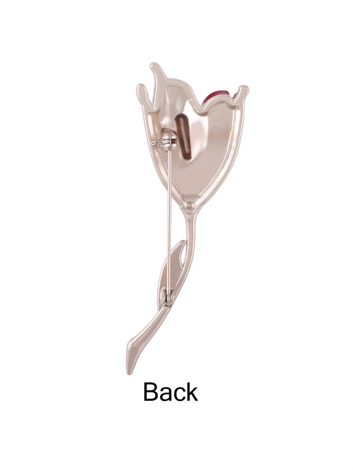 Rose Gold with Red Enamel Rose Flower Brooch