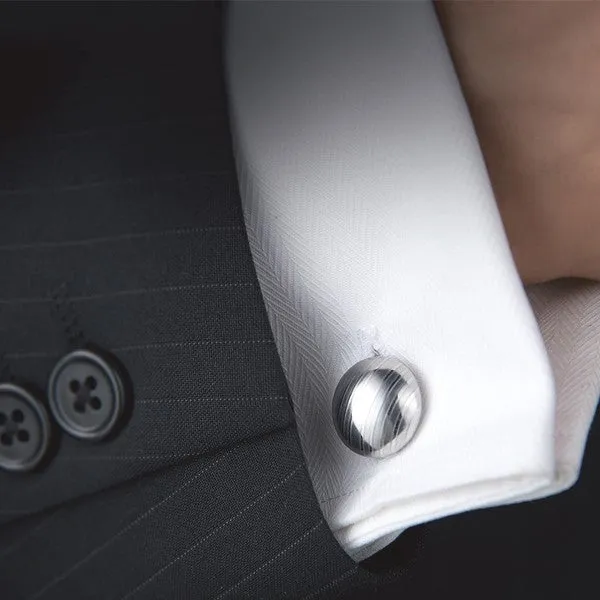 Round Damascus Cufflinks (Mirror Finish)
