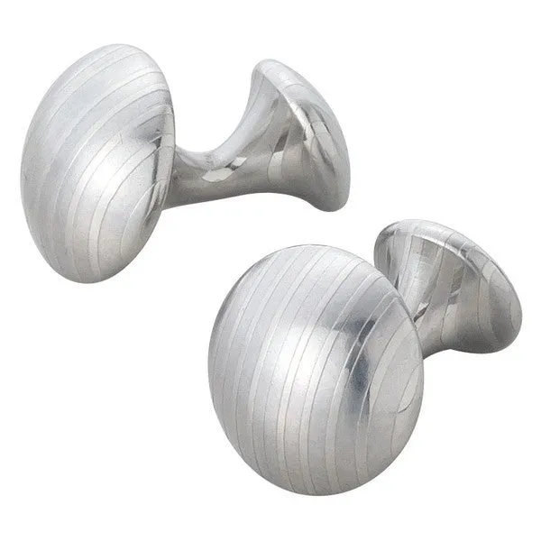 Round Damascus Cufflinks (Mirror Finish)