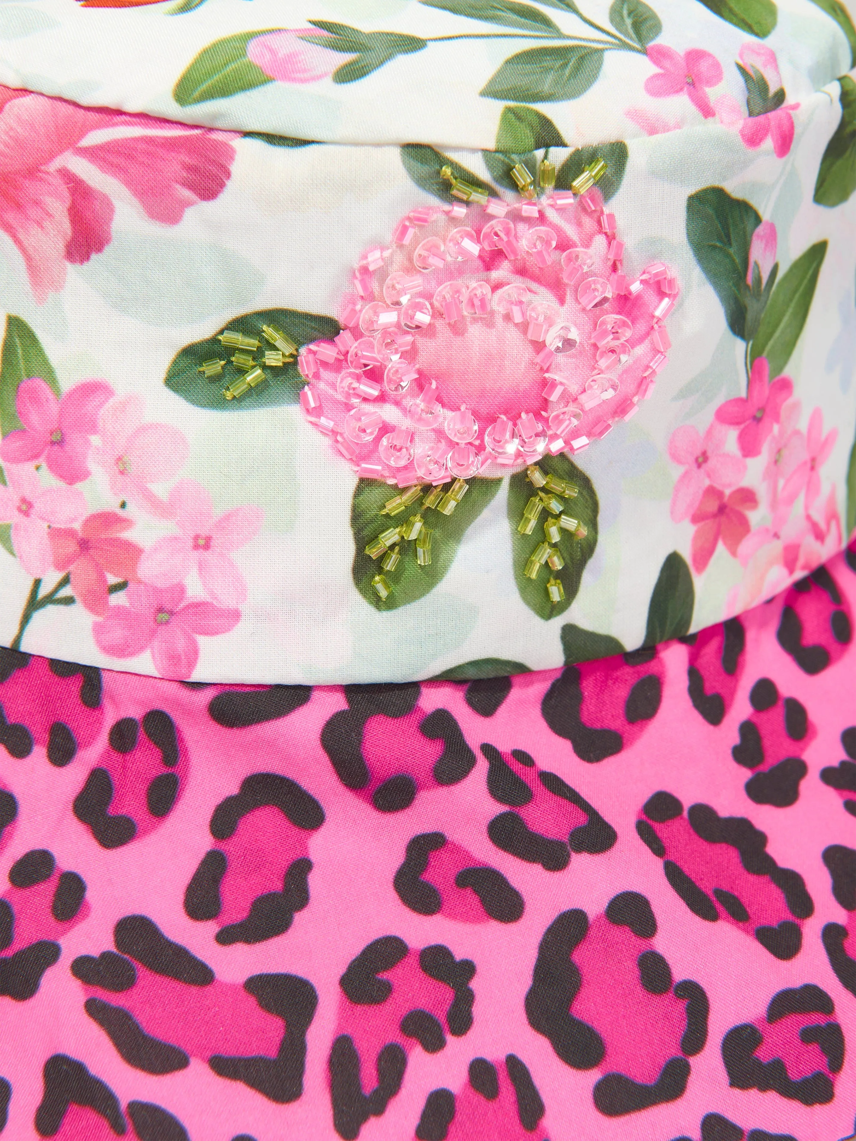 Selini Action Girls Floral And Leopard Bucket Hat in Multicolour