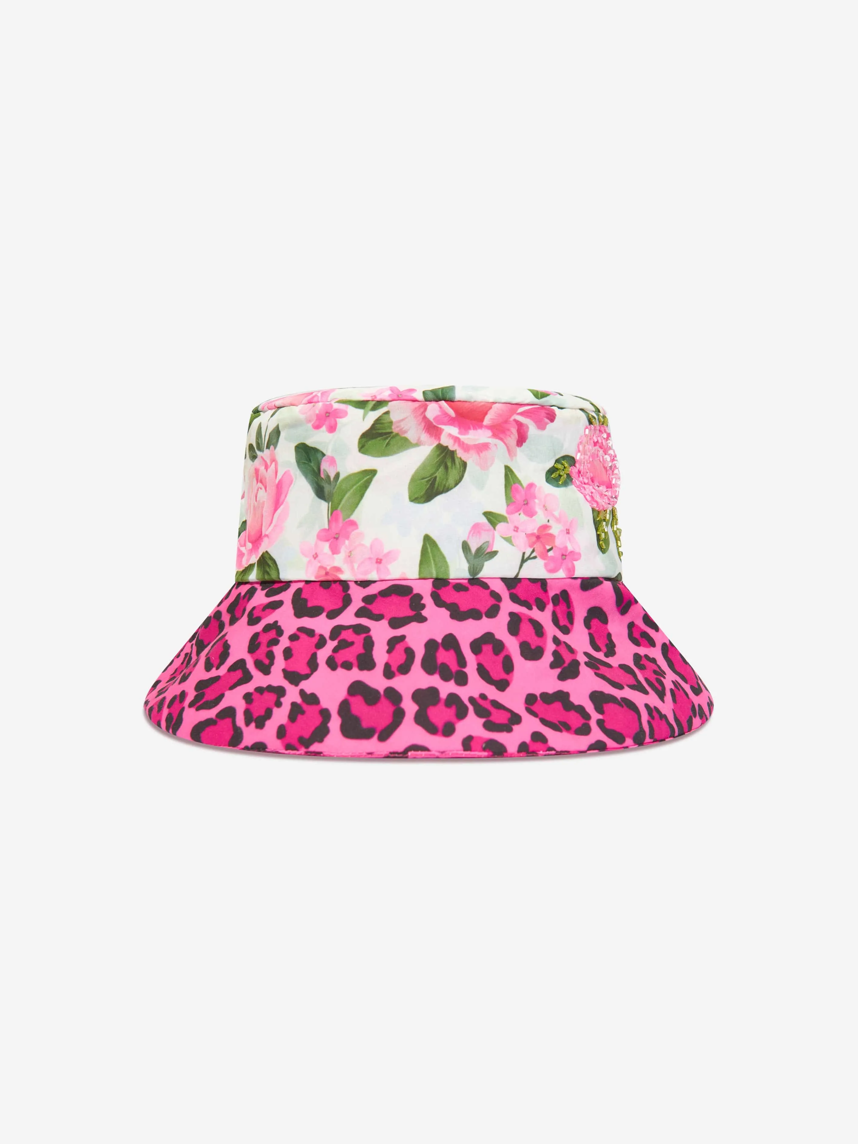 Selini Action Girls Floral And Leopard Bucket Hat in Multicolour