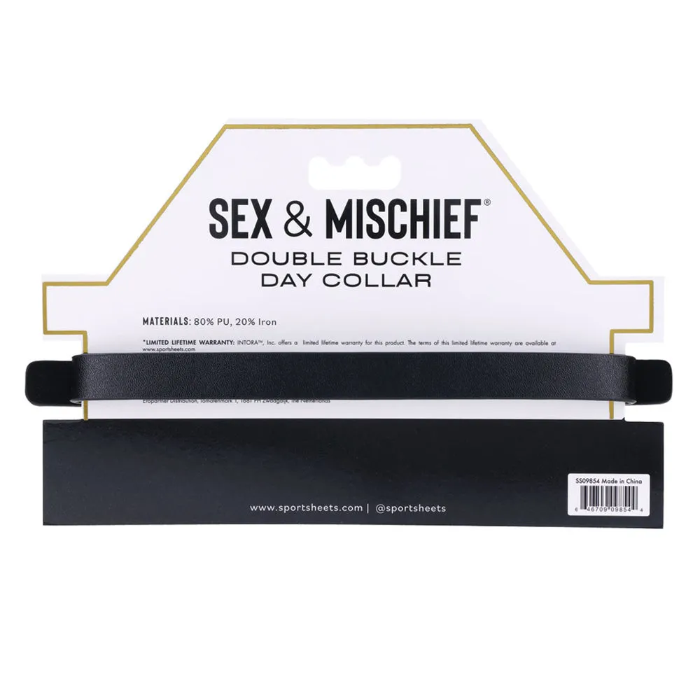 Sex & Mischief Double Buckle Faux Leather Day Collar