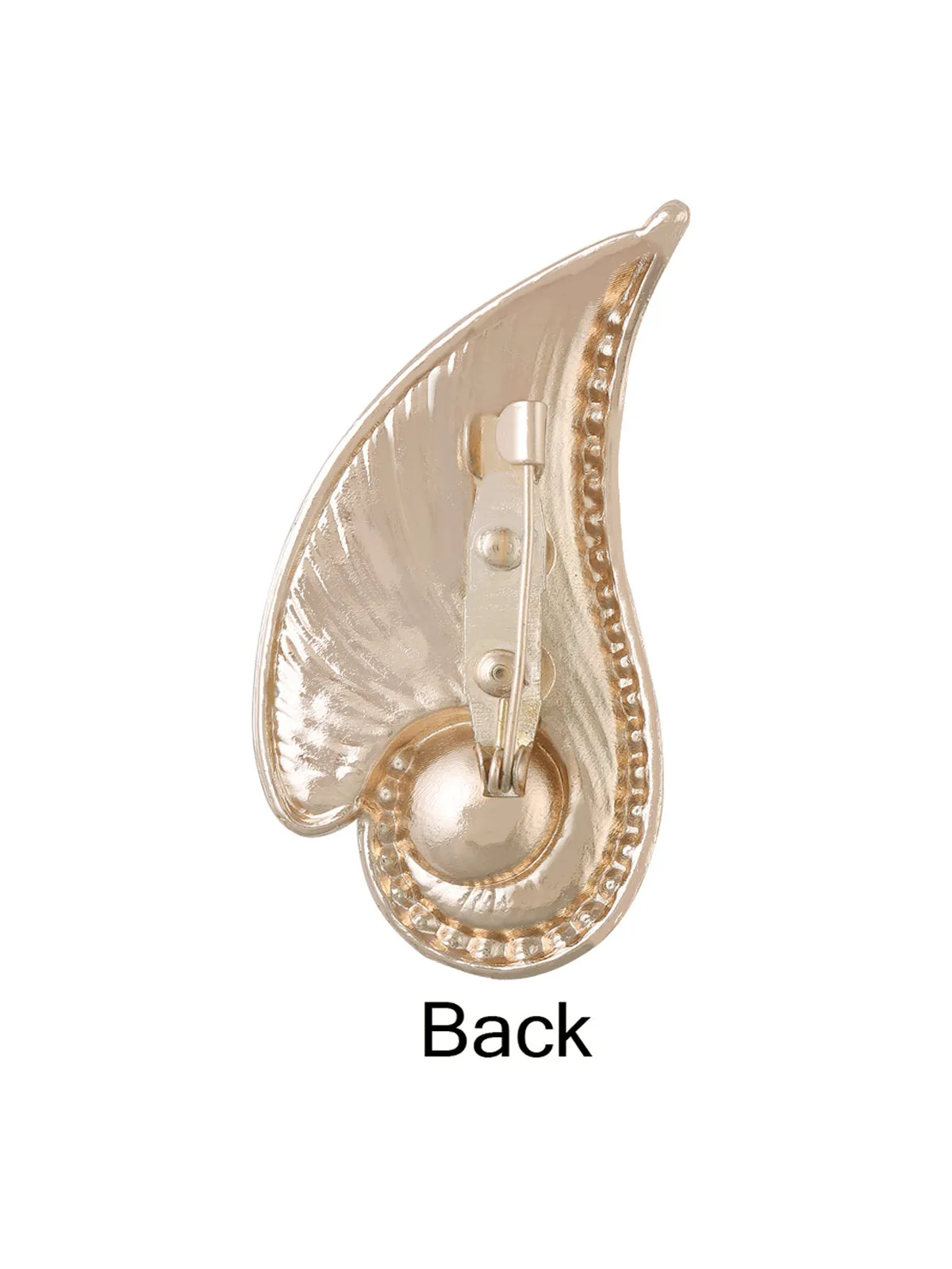 Shiny Gold Diamond Leaf with Pearl Brooch Pin