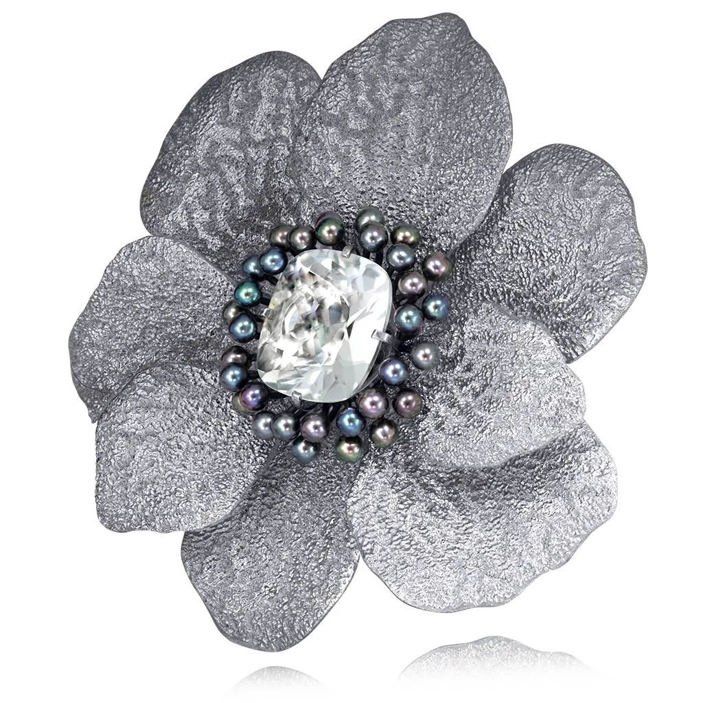 Silver Coronaria Brooch/Pendant with Topaz & Pearls