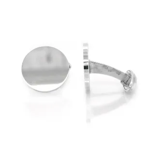 Silver Round Plain Cufflinks