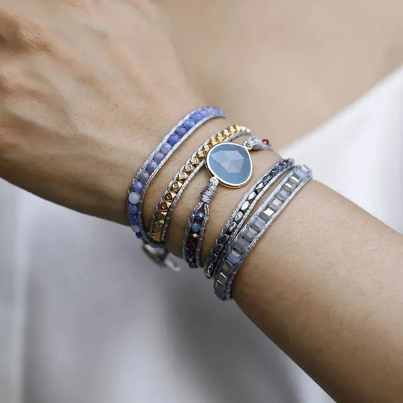Sky Agate Radiance Wrap Bracelet