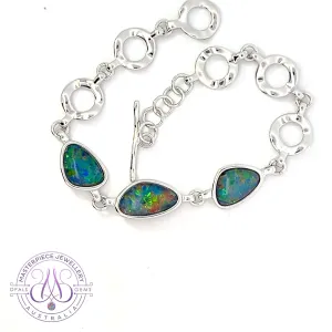 Sterling Silver freeform Opal triplet bracelet