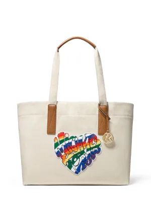 The Michael Large Heart Patch Cotton Tote Bag