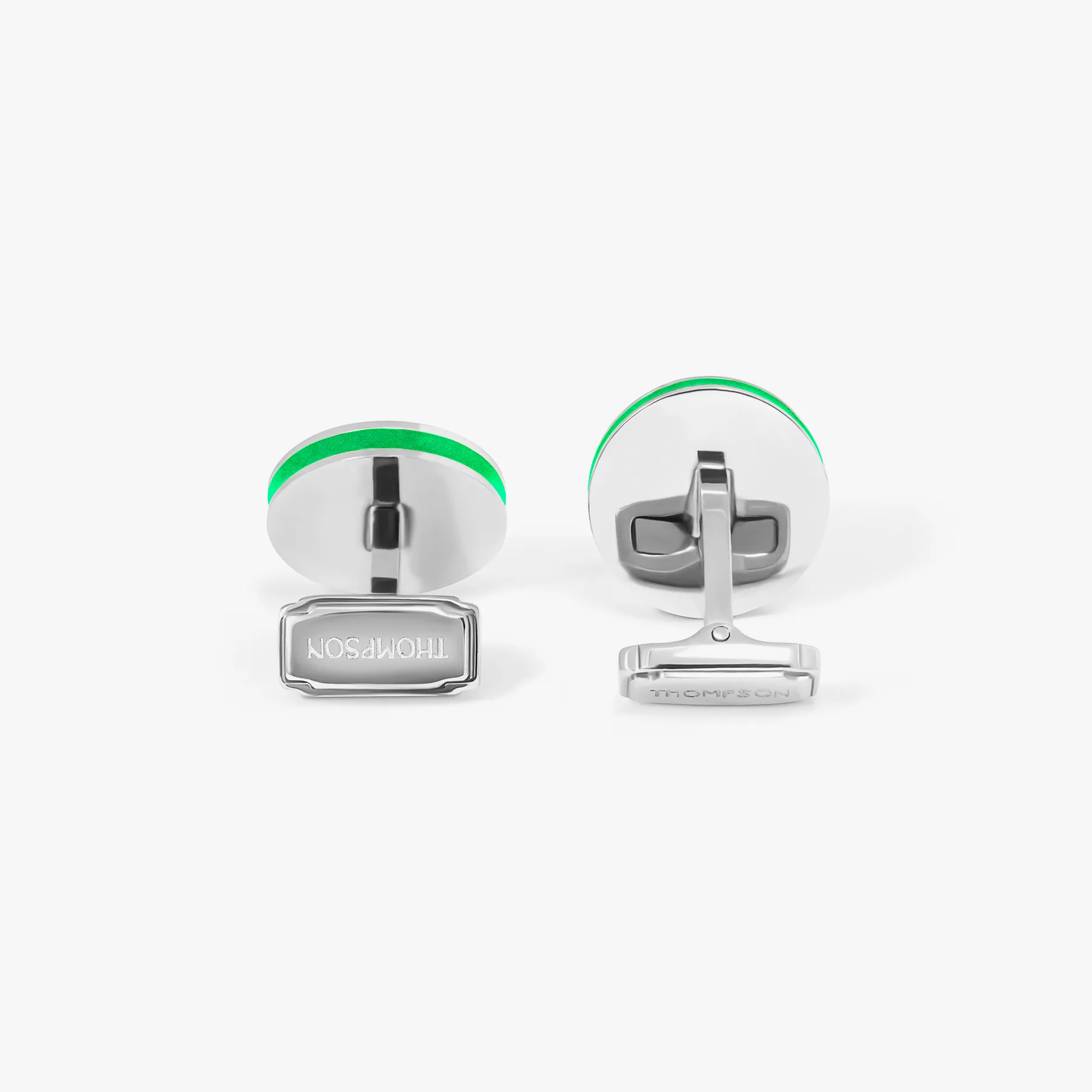 THOMPSON Green Stainless Steel Cairo Cufflinks