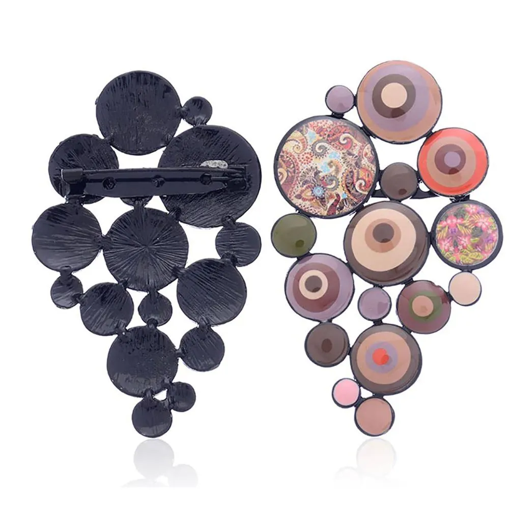 Unique Enamel Round Geometric Brooch Pins