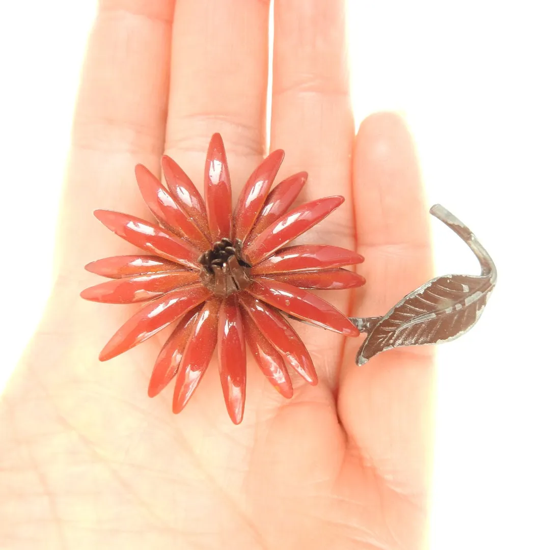 Unique vintage enamel flower brooches