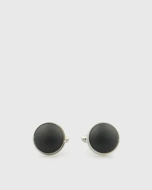 VINCENT & FRANKS VF20627 BLACK LEATHER CUFFLINKS