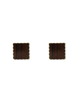 Vintage 1960s Gold Plated & Polished Wood Cufflinks