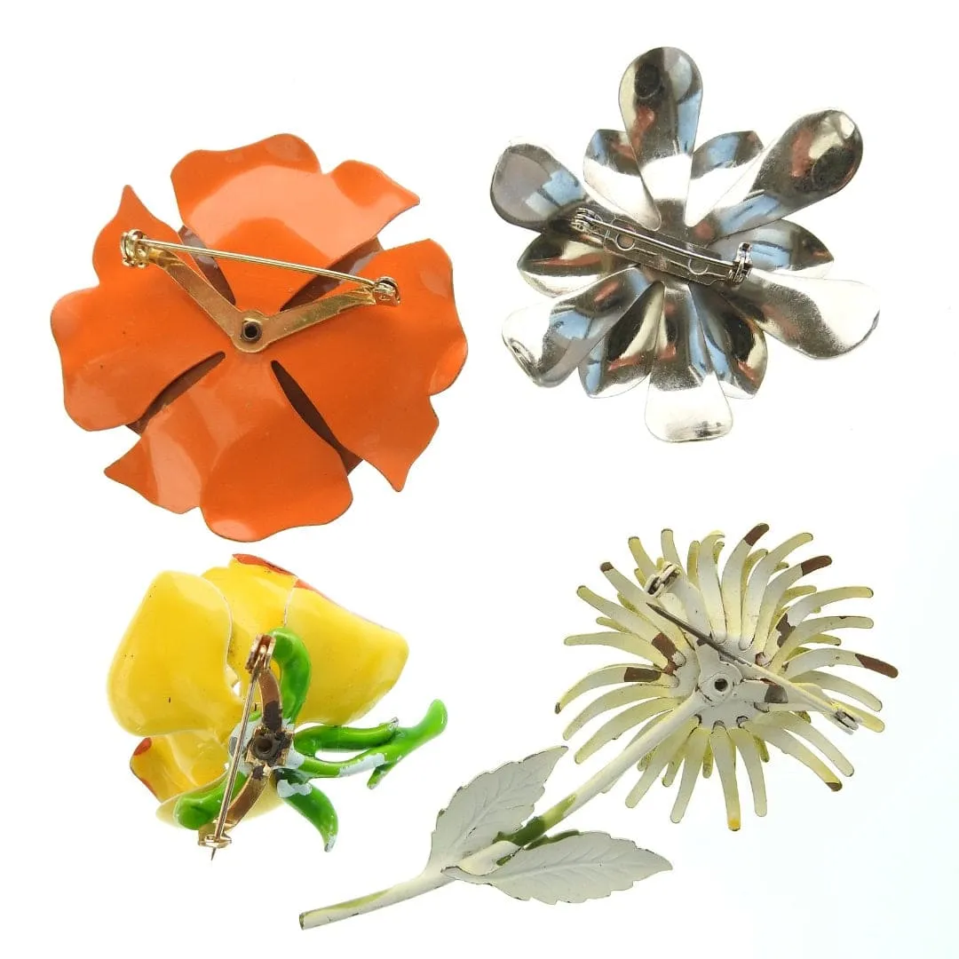Vintage flower brooches and pins set