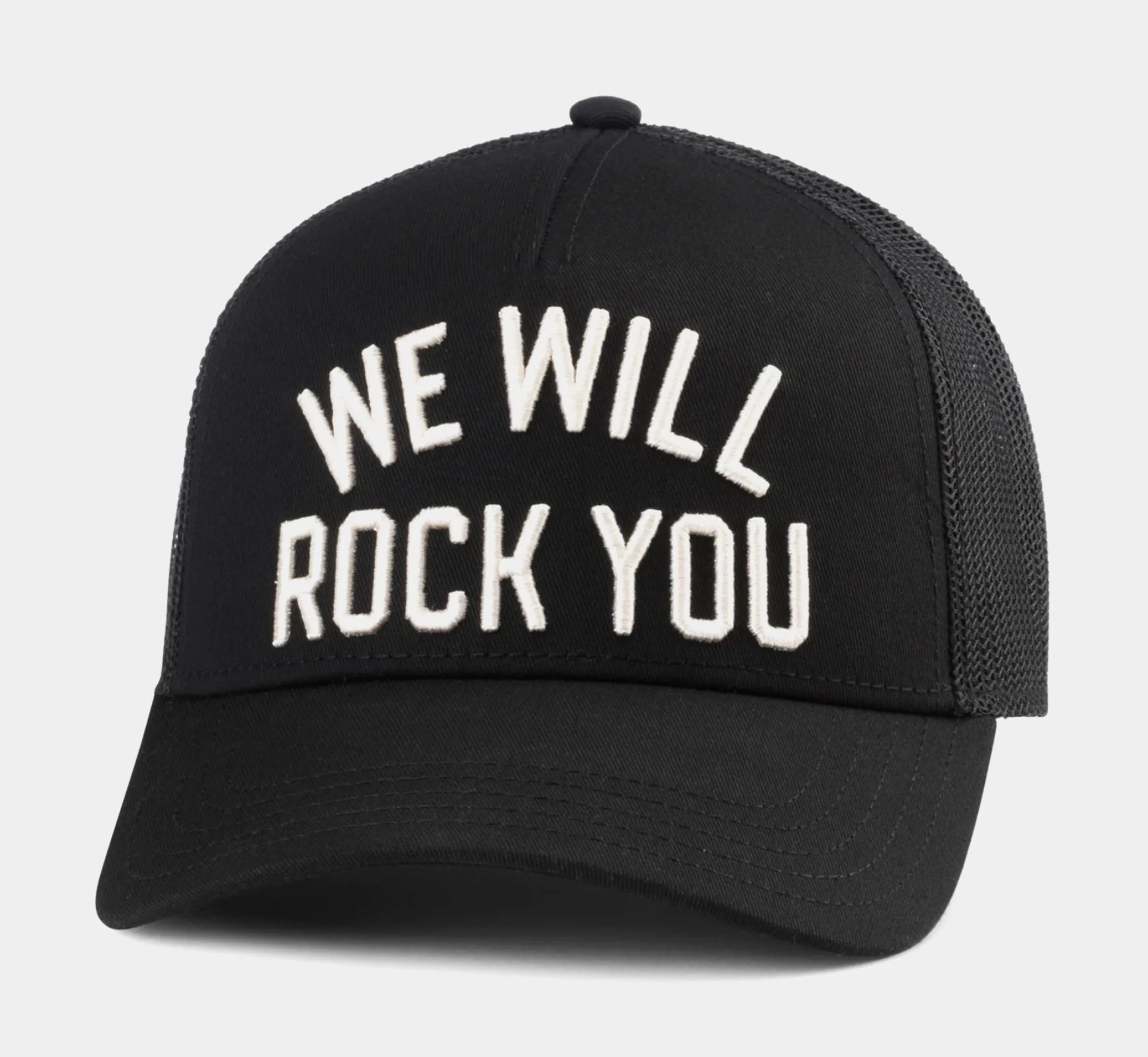 We Will Rock You Snapback Mens Hat (Black/White)