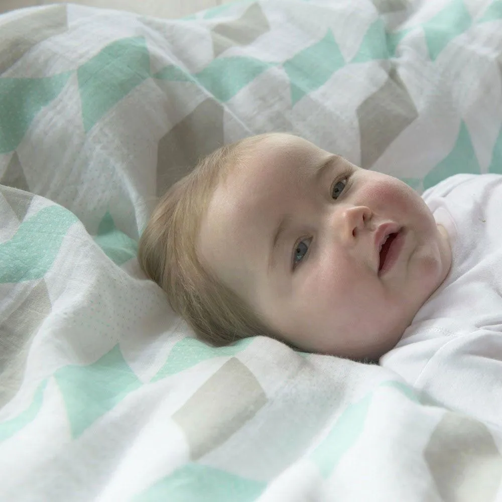 Weegoamigo Muslin Swaddle Wraps - Herringbone Teal