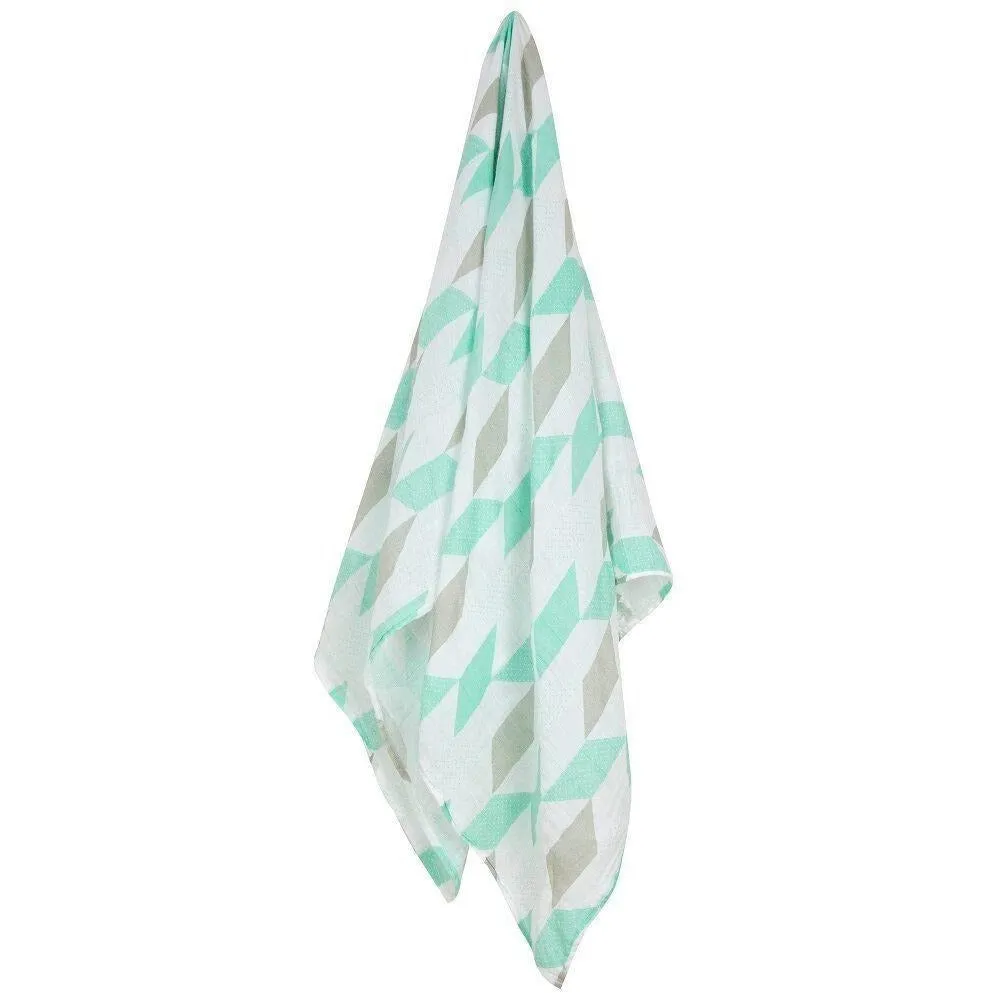 Weegoamigo Muslin Swaddle Wraps - Herringbone Teal