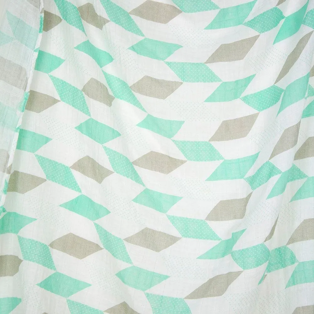 Weegoamigo Muslin Swaddle Wraps - Herringbone Teal