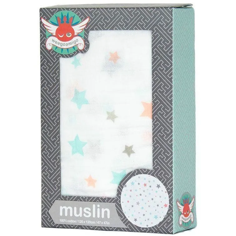 Weegoamigo Muslin Swaddle Wraps - Twinkle Blue
