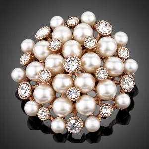 White Flowery Pearl Designer Pin Brooch