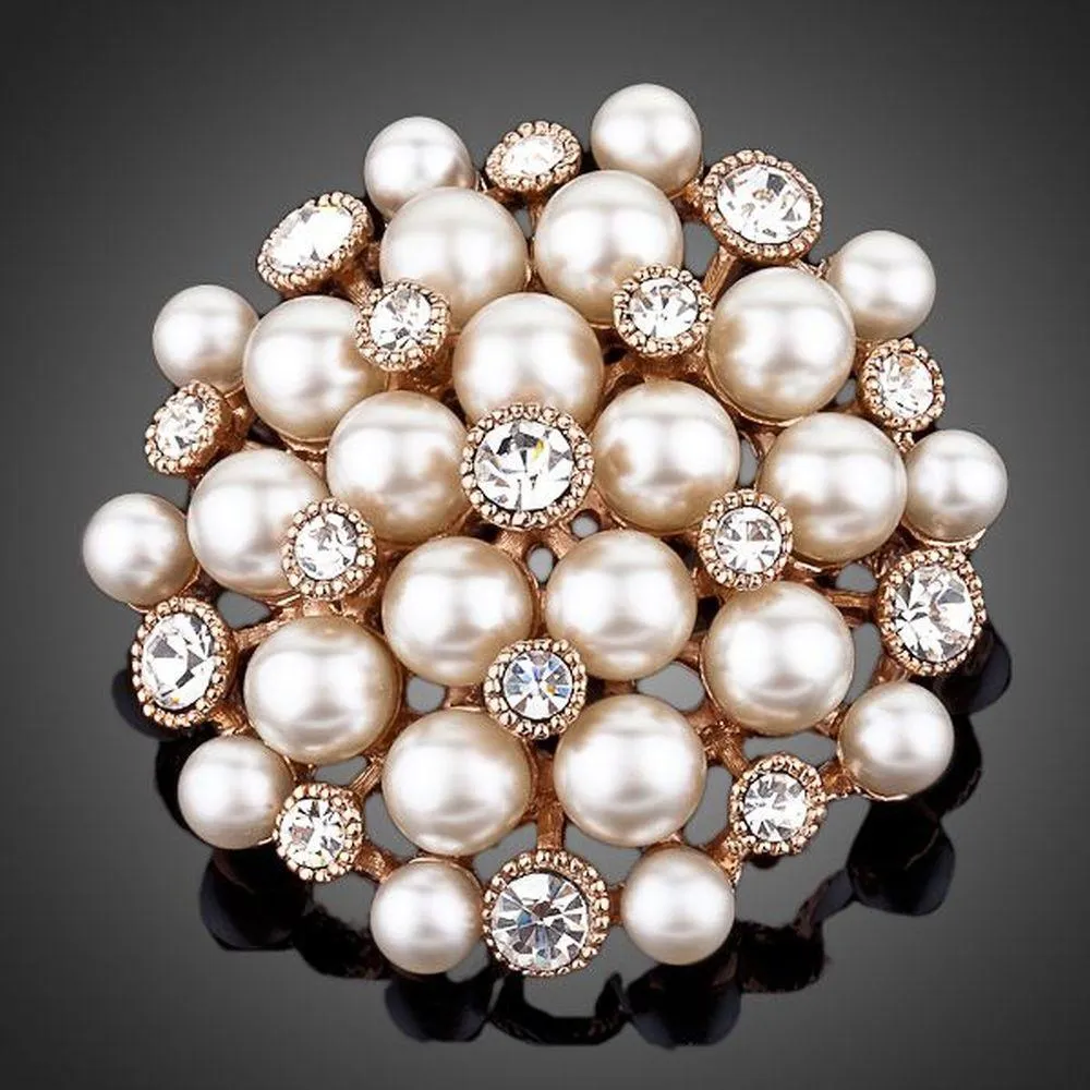 White Flowery Pearl Designer Pin Brooch