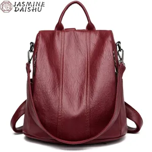 Women&#39;s Waterproof Anti Theft Leather Backpack 2022 Girls Shoulder Bags Multifunctional Large Capacity Travel Backpacks Mochilas